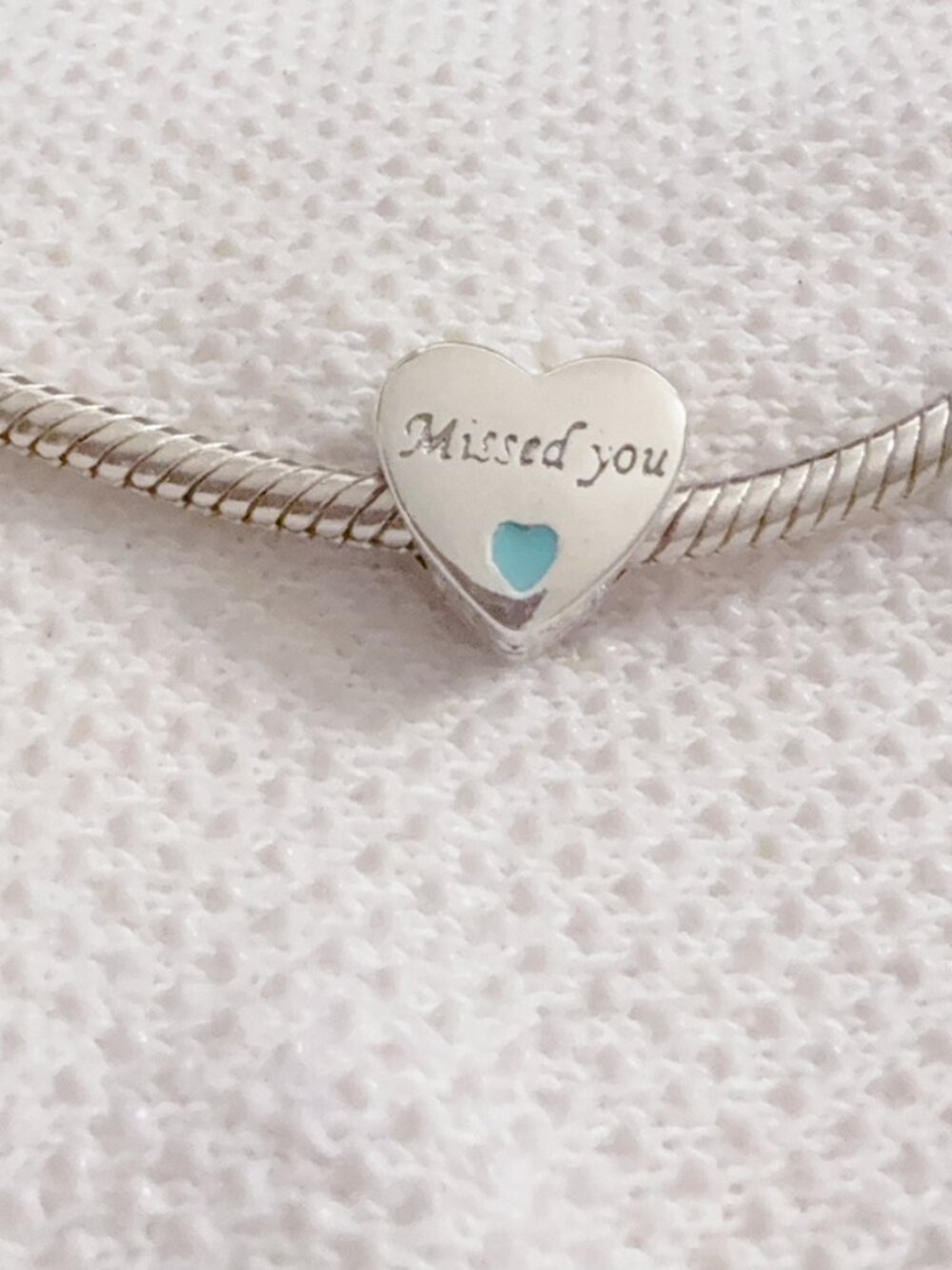 Missed You Heart Charm Silver Charm For Pandora Bracelet